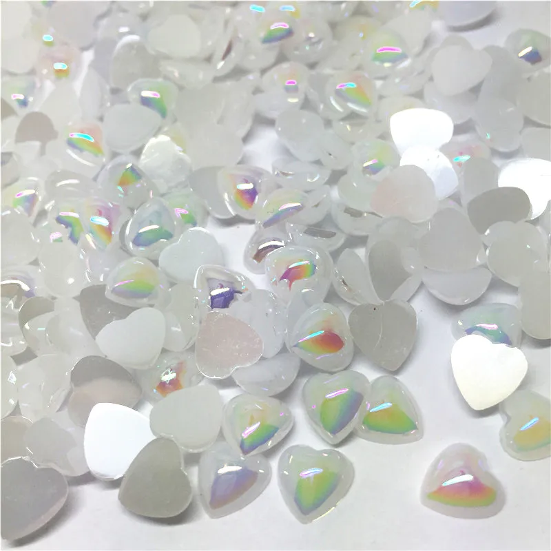 

100pcs 8mm AB Colors Resin Heart Flatbacks Cabochons Embellishments For Cardmaking Scrapbooking Wedding DIY Crafts