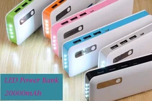 20000mAh Power Bank with 4 LED lights 3USB output External Quick Charger Powerbank for Mobile phone for Samsung S8/Xiaomi
