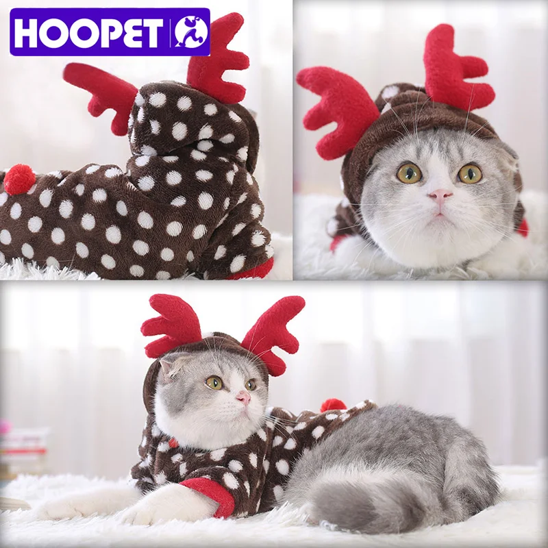 HOOPET собака кошка пальто в горошек Лось фланелевые пижамы Pet зима теплая толстовка