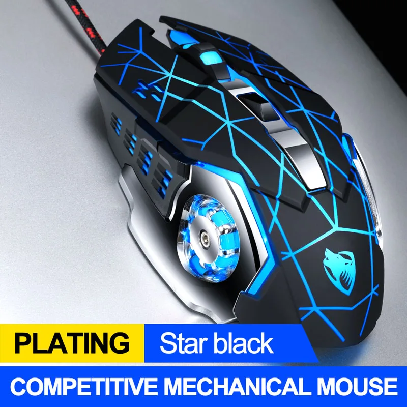 Профессиональная игровая мышь 3200 dpi светодиодный Balcklit оптическая USB Проводная компьютерная мышь Игровые мыши геймерская мышь эргономичная мышь для ноутбука ПК - Цвет: V6 Star Black