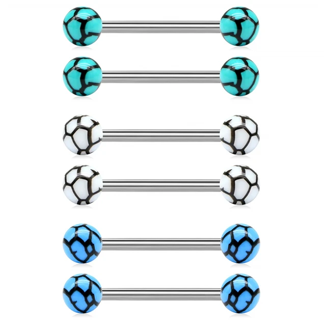 JFORYOU 100Pcs 14G Tongue Rings Stainless Steel and Acrylic Nipple Tongue Piercing Assorted Candy Barbells Body Piercing Jewelry