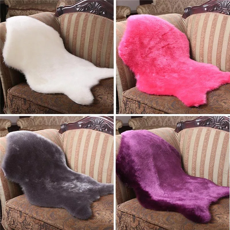 

Hairy Rug Mat Carpet Sheepskin Chair Cover Soft Faux Sheepskin Carpet Pad Anti-Slip Chair Sofa Cover Carpet for Living Room
