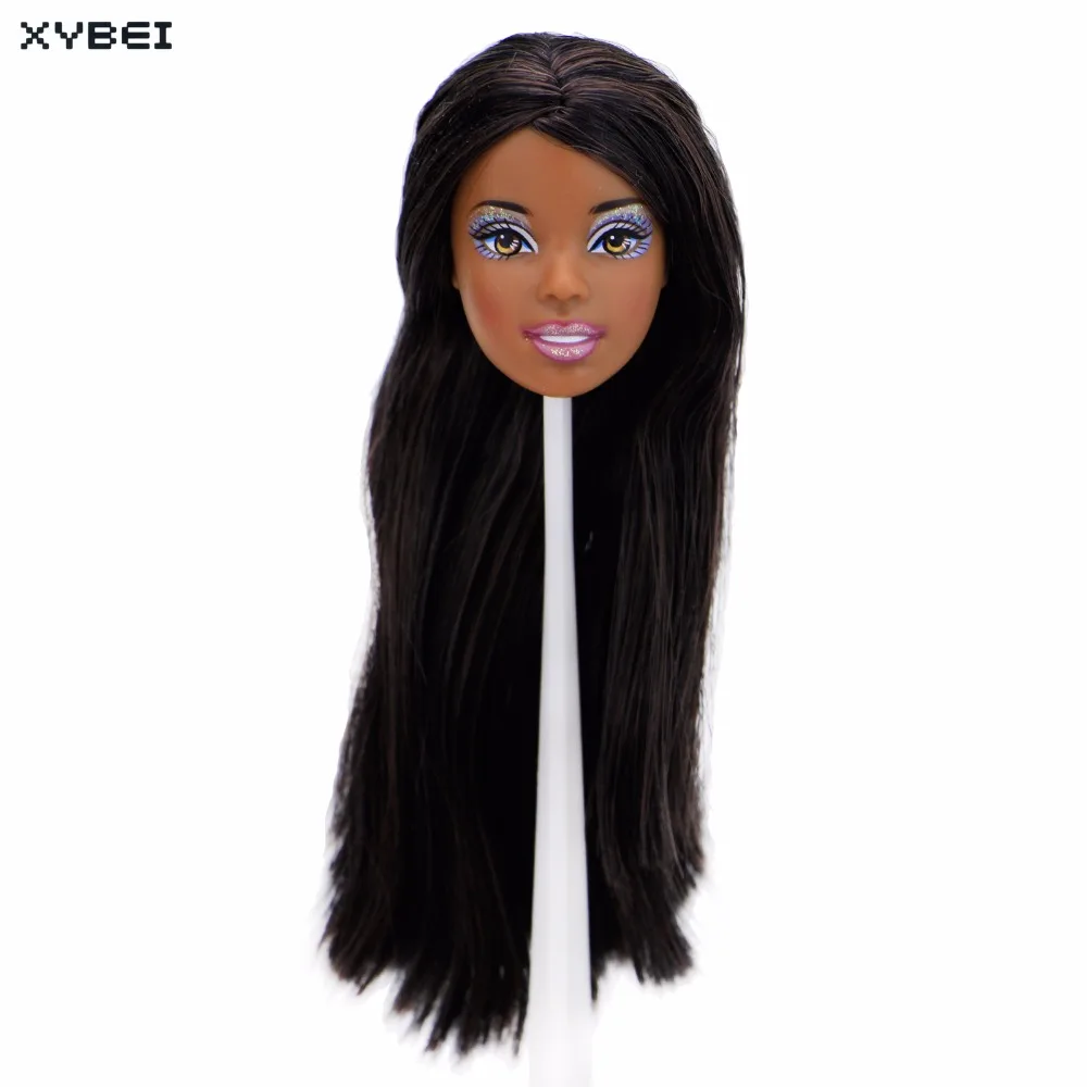 

One Pcs High Quality Doll Head Black Straight Hair Flash Eye Shadow DIY Accessories For 12" Doll Kids Dollhouse Baby Gift Toy