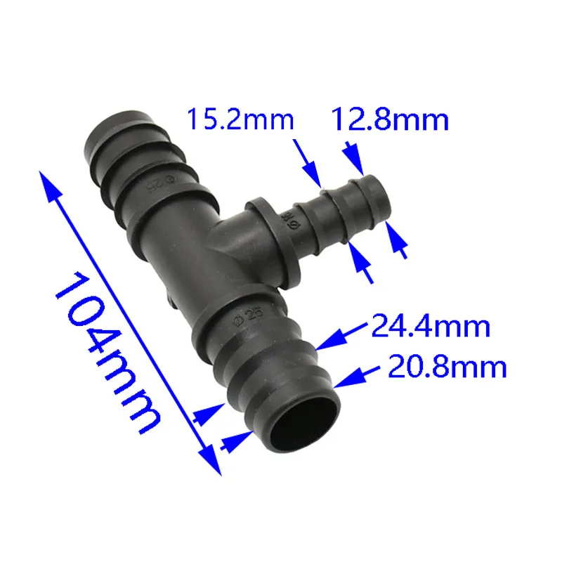 25 мм до 16 мм Т-образный редуктор barb делитель воды сад тройник для шланга 3 контактный разъем колючая сплиттер 1 шт