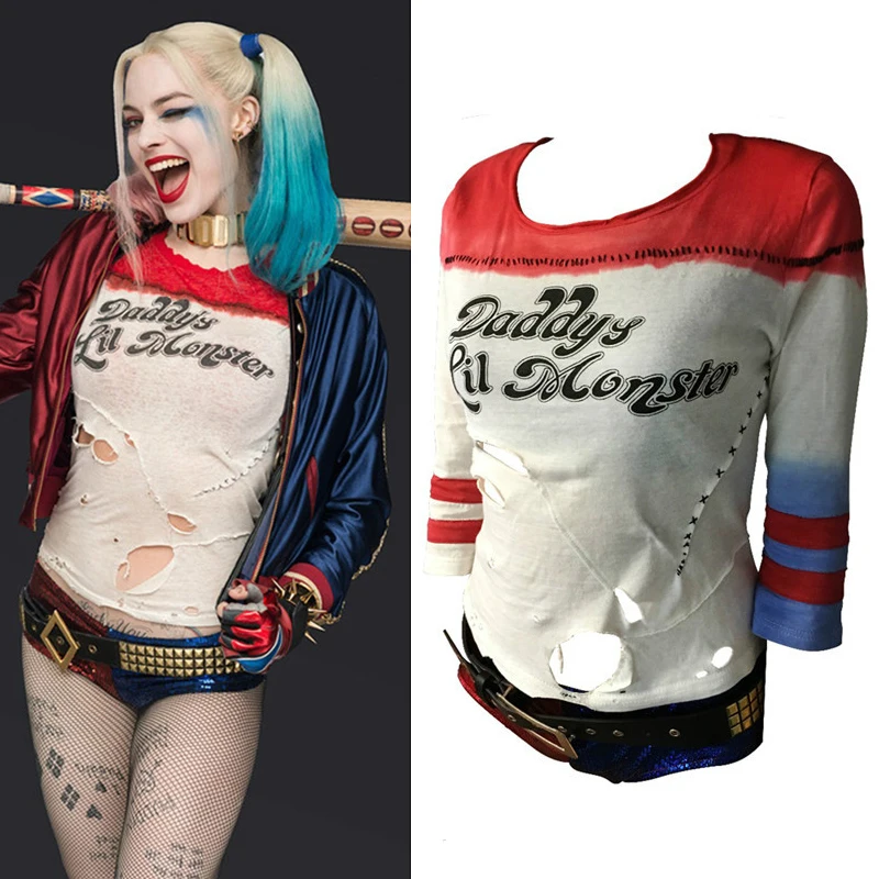 torneo vertical Parcialmente Escuadrón de suicidio Harley Quinn Cosplay traje de la ropa de las mujeres  Batman Arkham Asylum City Joker película Halloween Anime T camisa|suicide  squad harley|harley quinn cosplay costumeharley quinn cosplay - AliExpress