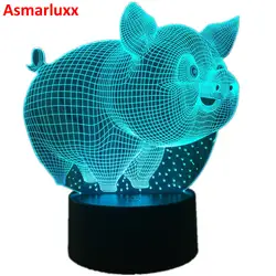 Свинья Милая 3D светодио дный лампа настольная светодио дный лампа LED USB датчик ночные огни светодио дный светодиодная скульптура модные