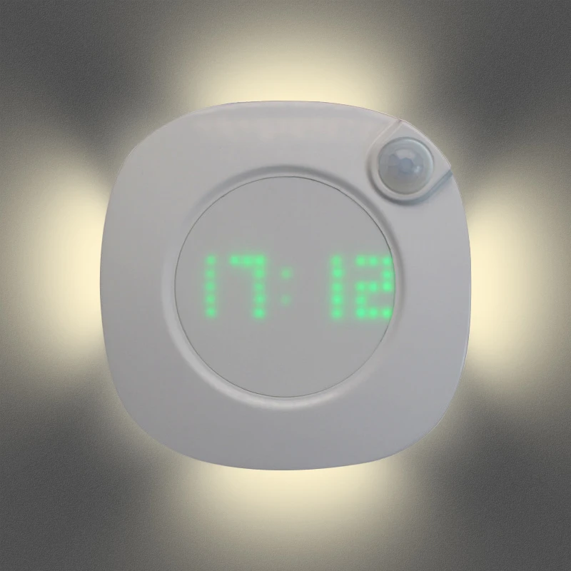 Creative Clock Time Motion Sensor Led Night Light Battery PIR Activity