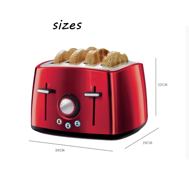 Бытовой автоматический тостер многофункциональный 4 большой слот тост машина для завтрака из нержавеющей стали 6524