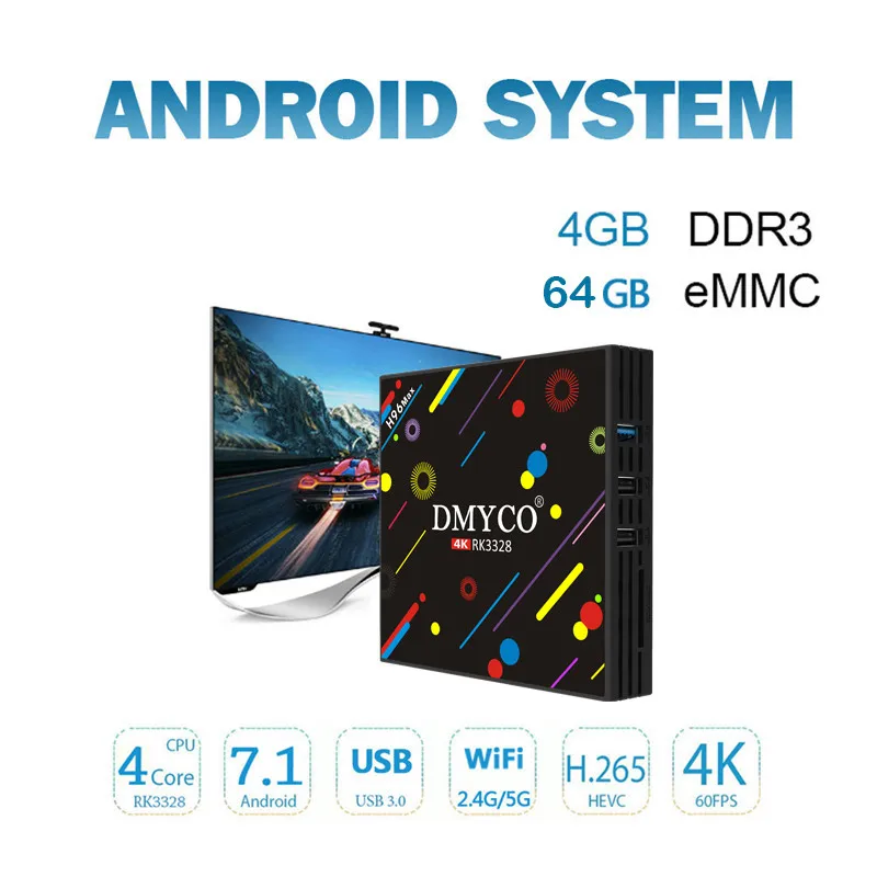 H96 MAX H2 LED Screen Android 7.1 Smart TV Box RK3328 Quad Core 4GB 64GB EMMC 2.4G/5G Dual WiFi Bluetooth USB 3.0 Media Player