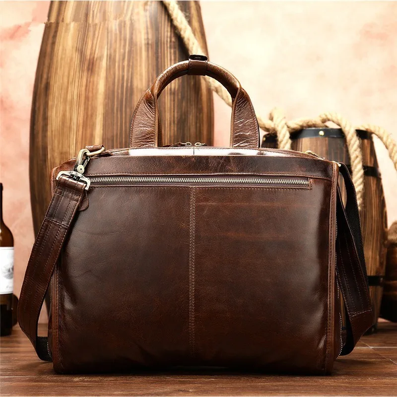 

Vintage Attache Messenger Bag Tote Portfolio Men Genuine Leather Antique Design Business Briefcase Laptop Document Case For Man