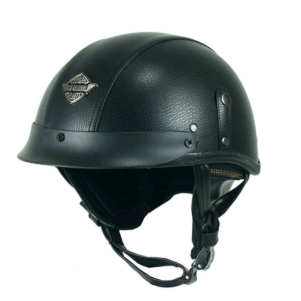 

Retro Vintage Motorcycle Helmet PU Leather Helmet For Motorcycle Open Face Capacete Moto Cafe Racer Open Face Moto Helmet