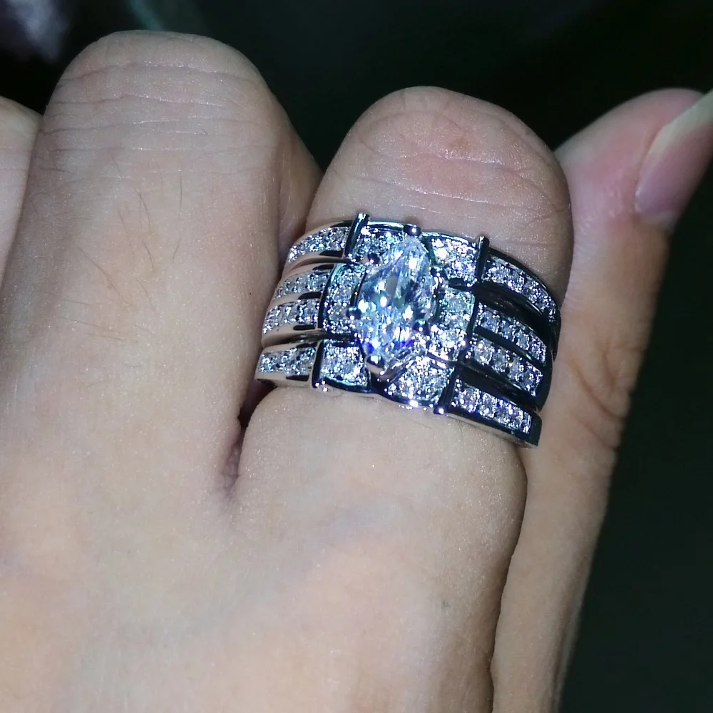 aliexpresscom buy choucong hot deluxe marquise cut stone 5a zircon stone 14kt white gold filled 3 wedding ring set sz 5 11 free shipping from reliable - Marquis Wedding Ring aliexpresscom buy choucong hot deluxe marquise cut stone 5a zircon stone 14kt white gold filled 3 wedding ring set sz 5 11 free shipping from reliable - Marquis Wedding Ring