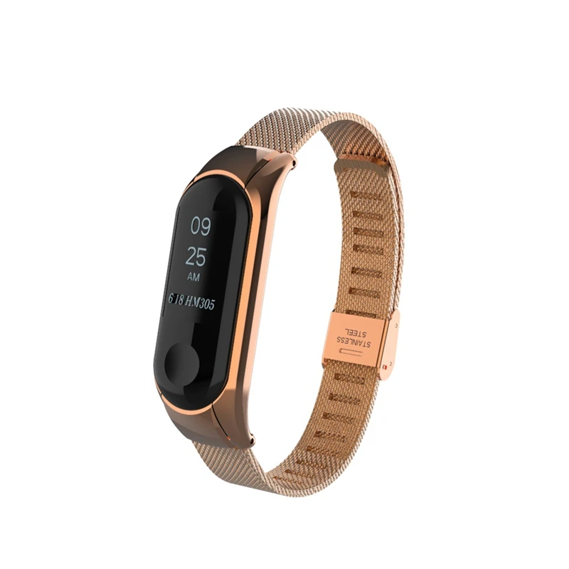 

YUEDAER Rose Gold Metal Strap For Xiaomi Mi Band 3 Steel Buckle Belt Wristband Mi Band 3 Women Miband 3 Strap With Retail Box