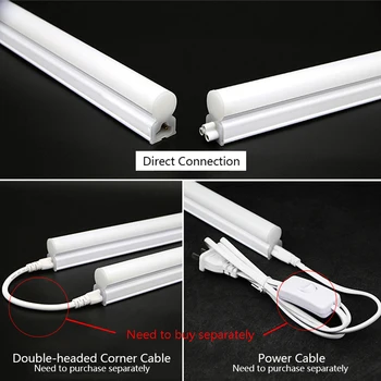 

T5 LED Lamp 100-240V T5 LED Integrated Tube Light 300mm 600mm 5W 7W with 30 50cm connector 1.5m Switch Cable Wire