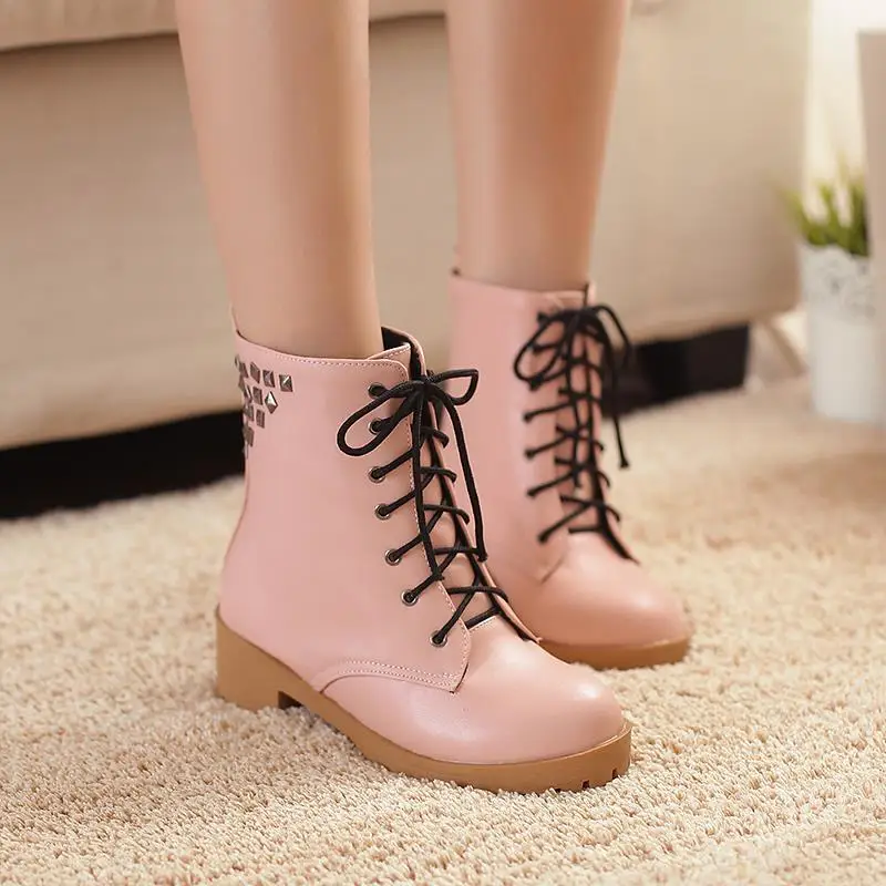 

2015 Winter Autumn New Fashion Cross Straps Rivets Ankle boots Solid Colors Breath Boots Comfor Ankle Boots Big Size 34-43 R847
