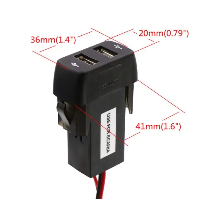 DC24V Dual USB Автомобильное зарядное устройство 5 В 2.1A/2.1A разъем питания для смартфона Ipad Iphone использовать для SCANIA серии R P G