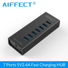 Aiffect 7 Port Super Speed Aluminum BC1.2 USB Charging Ports with USB 3.0 Hub 12V 2A for iPhone Xiaomi HTC LG 100CM Data Cable цена Aiffect 7 Port Super Speed Aluminum BC1.2 USB Charging Ports with USB 3.0 Hub 12V 2A for iPhone Xiaomi HTC LG 100CM Data Cable цены онлайн