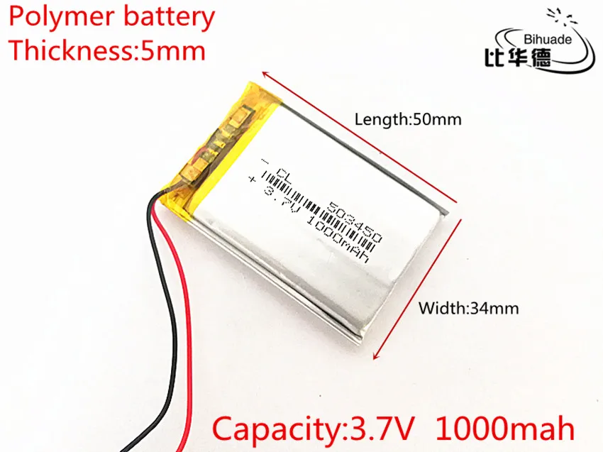 3 7 V 1000mAh 503450 литий полимерный перезаряжаемый аккумулятор li ion cells|battery li|3.7v 1000mahlithium