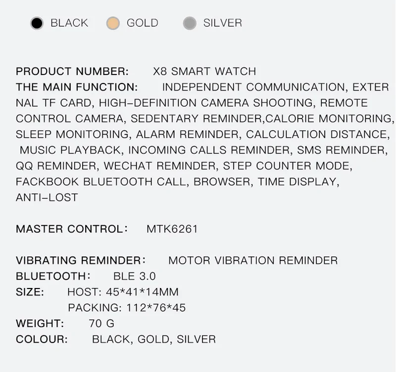 X7 Bluetooth умные часы с сенсорным экраном Bluetooth X8 умные часы с камерой для Apple Android Поддержка SIM WhatsApp