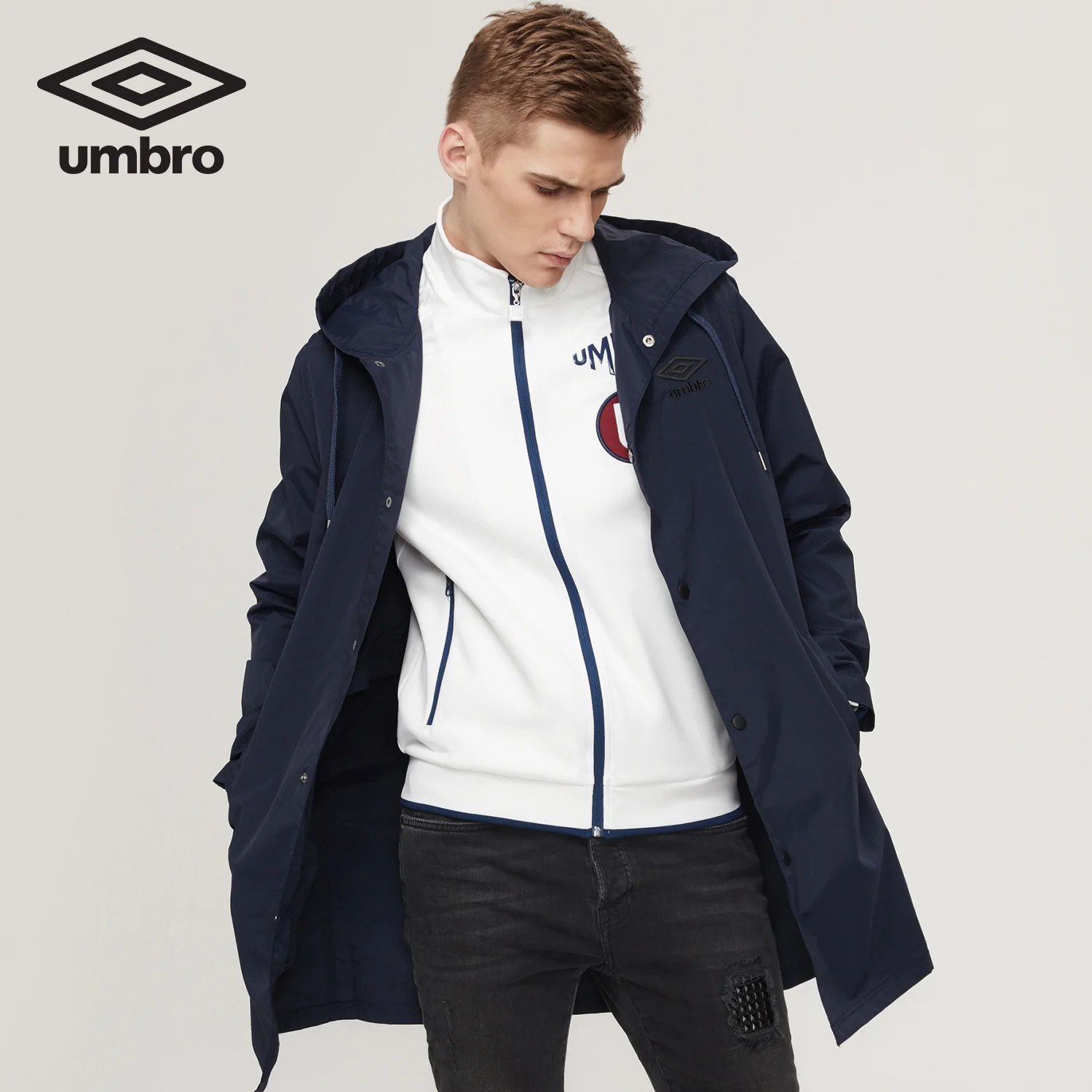 Umbro Новое мужское ветрозащитное пальто с капюшоном, спортивная куртка на молнии с длинным рукавом, спортивная одежда UI173AP2223