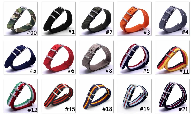 1PCS Watch Band Luxury Nylon Fabric 22mm Alloy Buckle Watch Accessories Colorful Stripe Watchbands Sport Band
