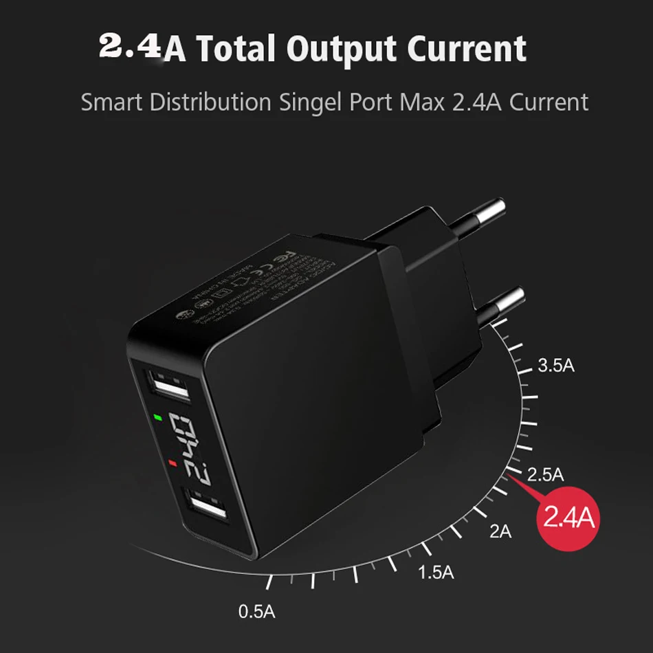 Fiuzd LED Display Universal Mobile Phone Charge for iPhone X 8  6 5 S Fast Phone Charger for Samsung Galaxy s9 s10+ S8 Xiaomi mi2222
