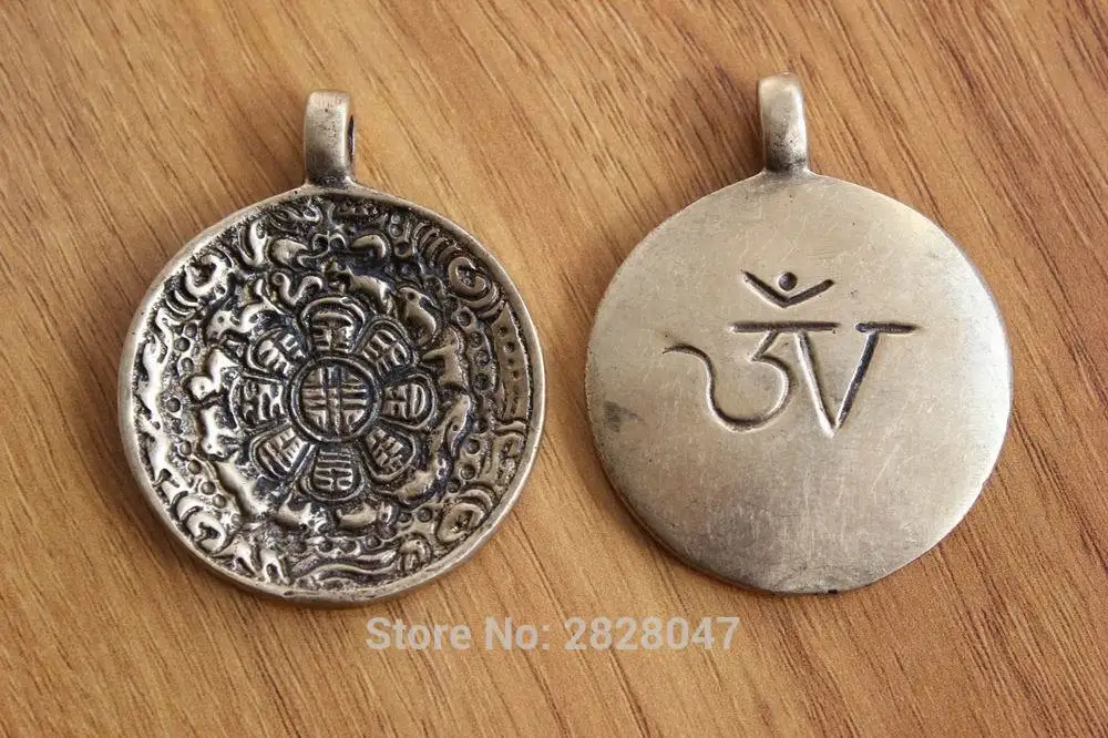 PN983 винтажный Тибетский латунный амулет Jiugong Bagua талия этикетка шарм ручная
