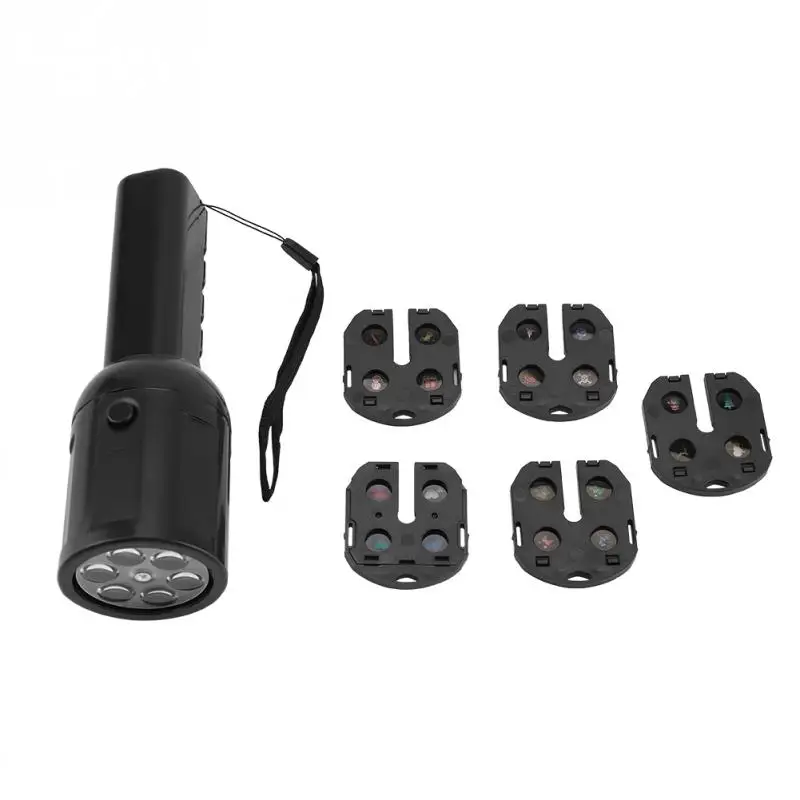 4W DC 5V 3 Mode LED Projection Flashlight with 6 Pattern Film Cards