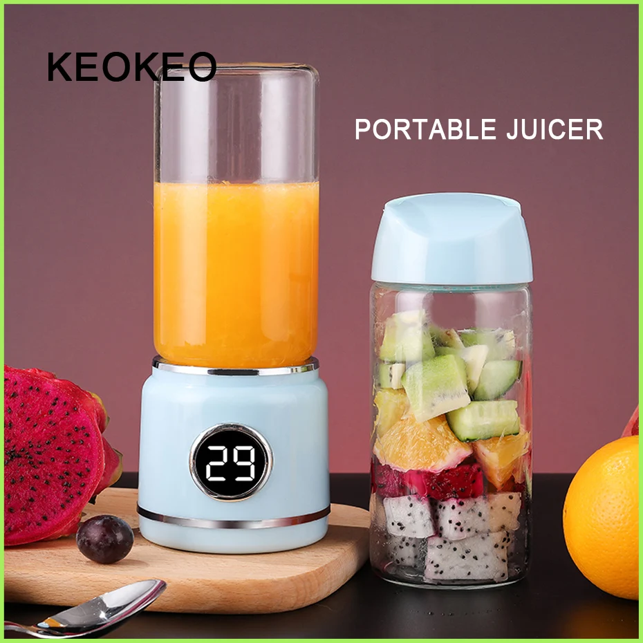 

KEOKEO electric juicer USB Chargable Juice blender 400ml MINI portable blender Fruit Blender 6 Knife Head Baby Food Mixer