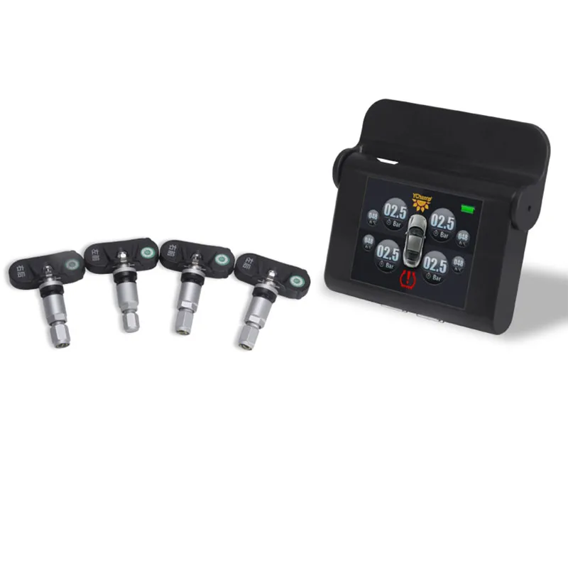 Car Electronics Solar TPMS With 4 Sensors PSI/BAR Tire Pressure Monitor Real time Temperature Monitoring Alarm System tp630 tpms car smart bluetooth tpms tire pressure psi bar temperature alarm system for android for ios 4 sensors