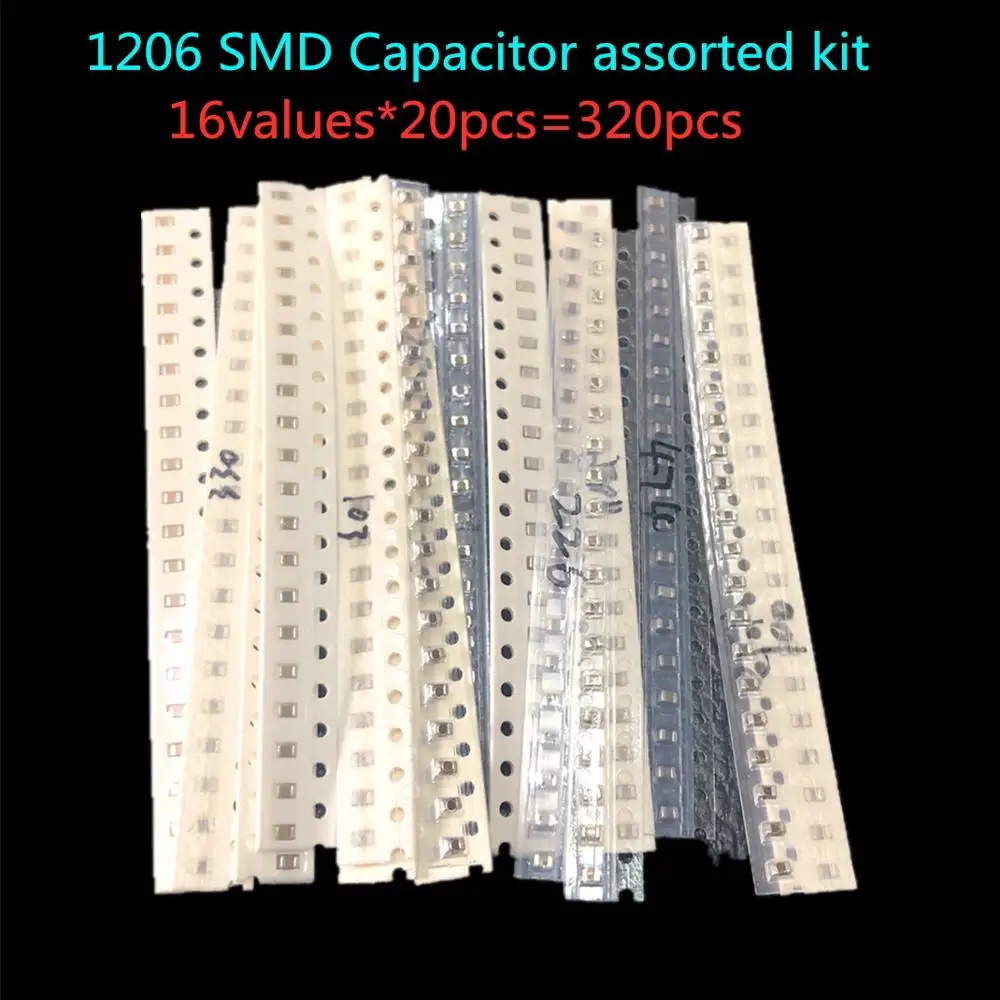 1206 SMD конденсатор Ассорти комплект, 16 значений* 20 шт = 3 20 шт 10PF-22UF набор образцов