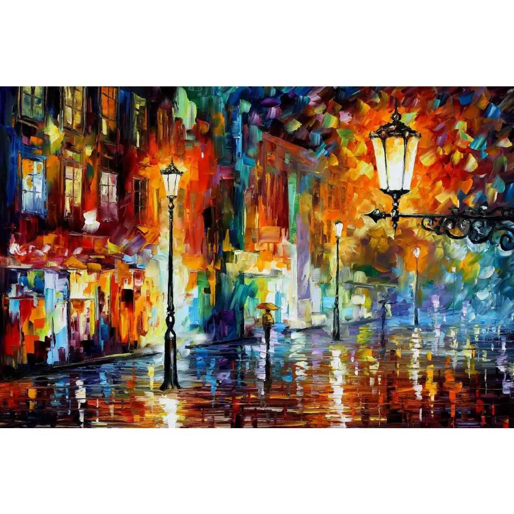 

modern art paintings for sale night lights knife oil painting Landscape for living room Hand painted