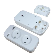 new design 2 socket European 5V 2A USB extension socket LE-03 White color