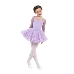 Новое Детское сказочное балетное платье-пачка для девочек, гимнастическое трико с юбкой, танцевальное платье-пачка, От 4 до 15 лет