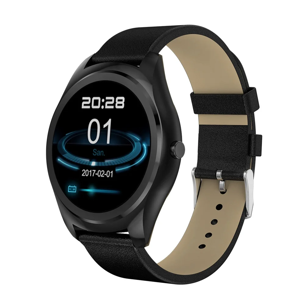 696 N3 Pro Smartwatch Водонепроницаемый Bluetooth Вызов сердечного ритма монитор сна шагомер - Цвет: Black leather strap