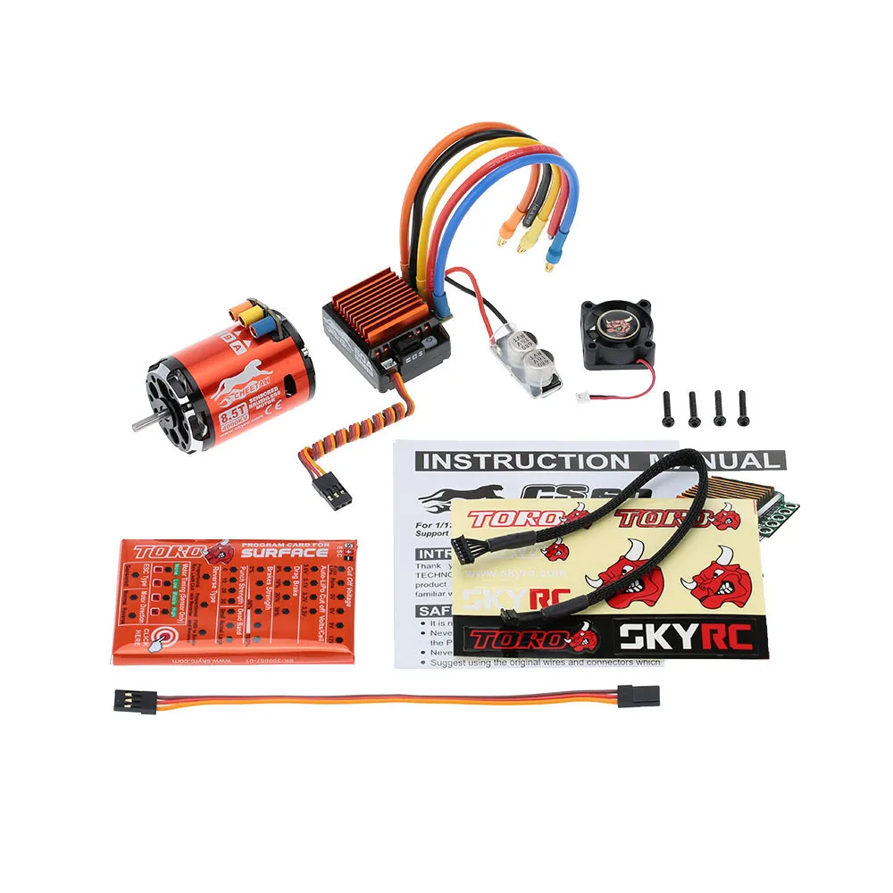 

SkyRC 4000KV 8.5T 2P & CS60 60A Brushless Sensored Motor & ESC & LED Program Card Combo Set for 1/10 1/12 D90 Buggy Touring Car