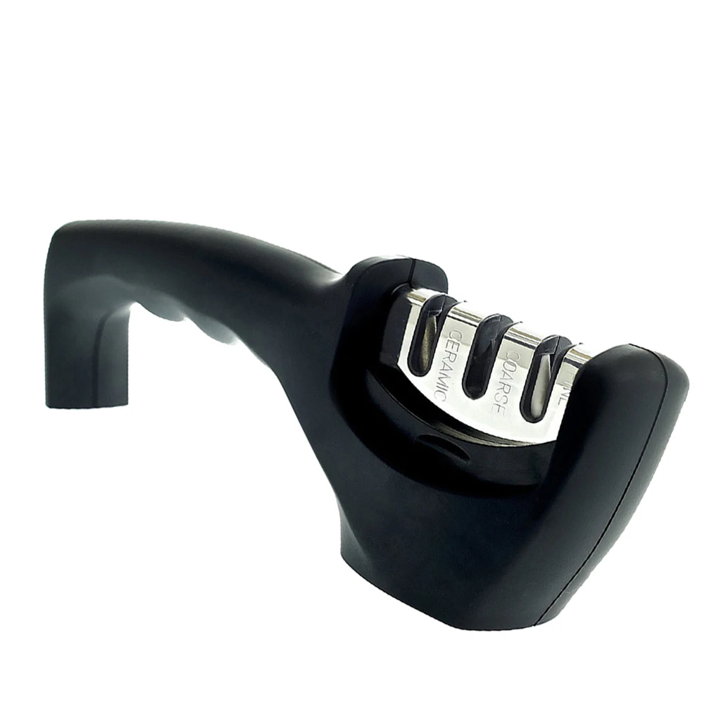 Durable Edge Grip Black Diamond Kitchen Chef 3-Stage Knife Sharpener
