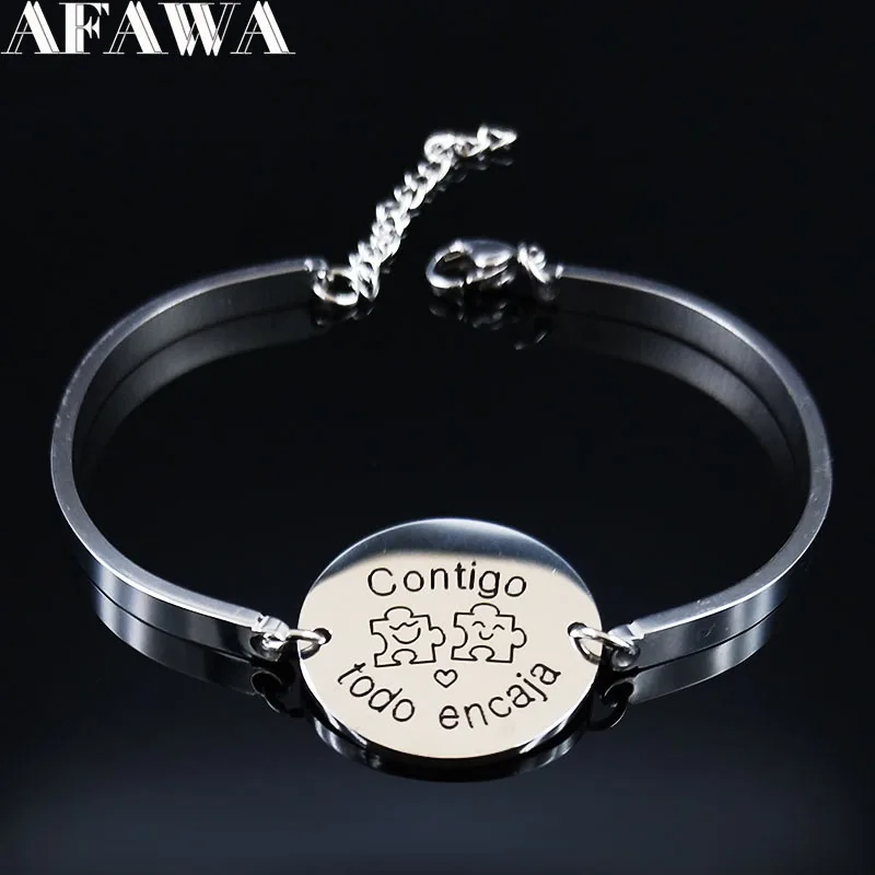 Модные браслеты Contigo Todo Encaja из нержавеющей стали для женщин, лучший друг, серебряные браслеты, ювелирные изделия moda mujer B18437
