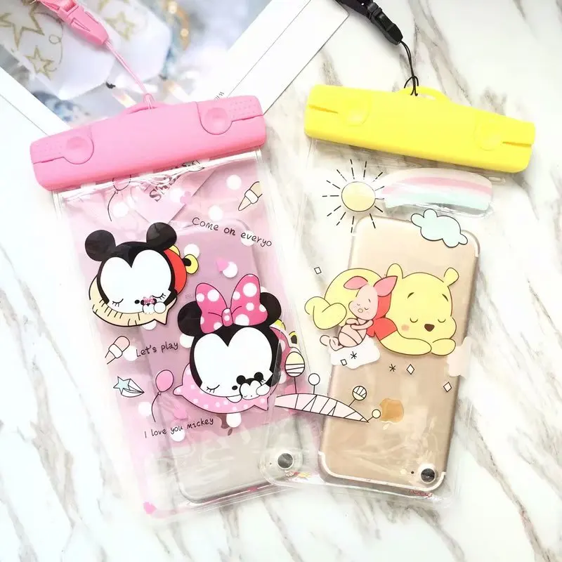 

Mermaid Mickey Minnie SUP Waterproof Mobile Bags with Strap Dry Pouch Cases Cover for iPhone X 7 8P Samsung S9 S8 Snowproof Case