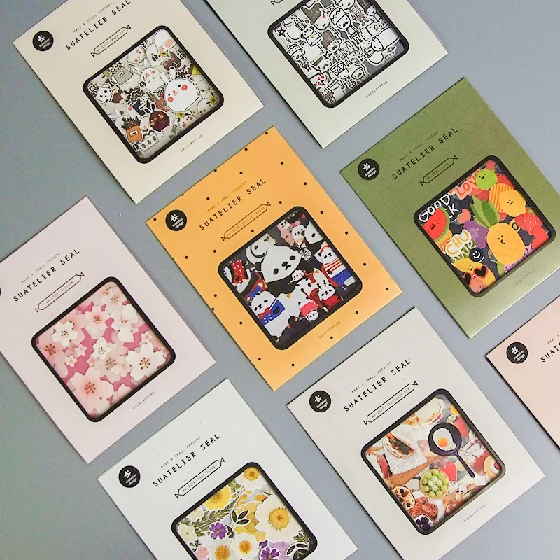 8 узоров милые бумажные наклейки Скрапбукинг стикер для канцелярских товаров сумка панда Сакура Косметика продукты в форме цветка