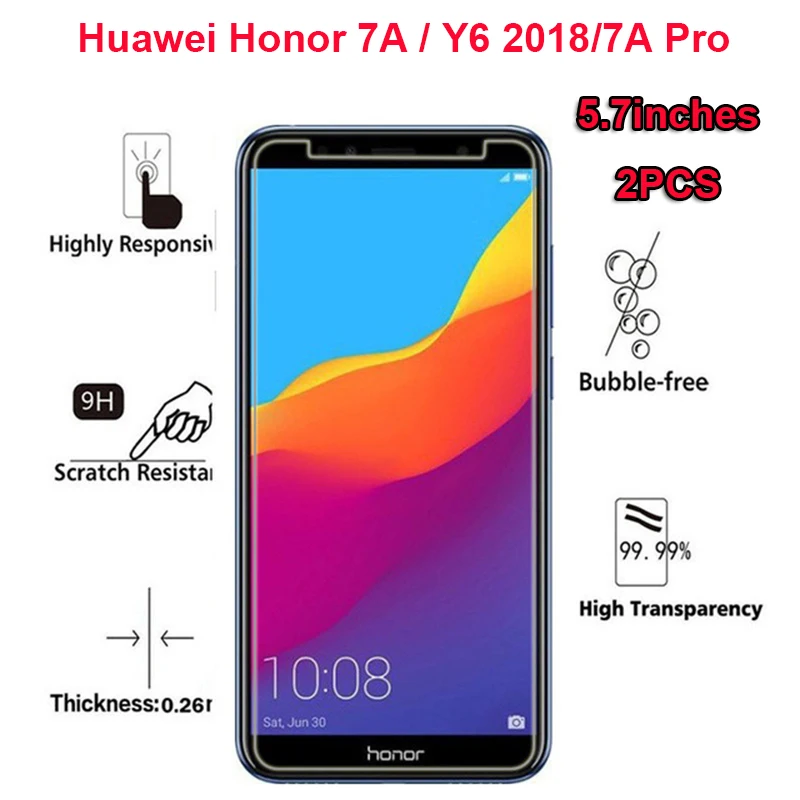 2 шт. защитная пленка для Huawei Honor 7A Pro 5 7 дюйма 2.5D 0 26 мм закаленное стекло Y6 2018 A |