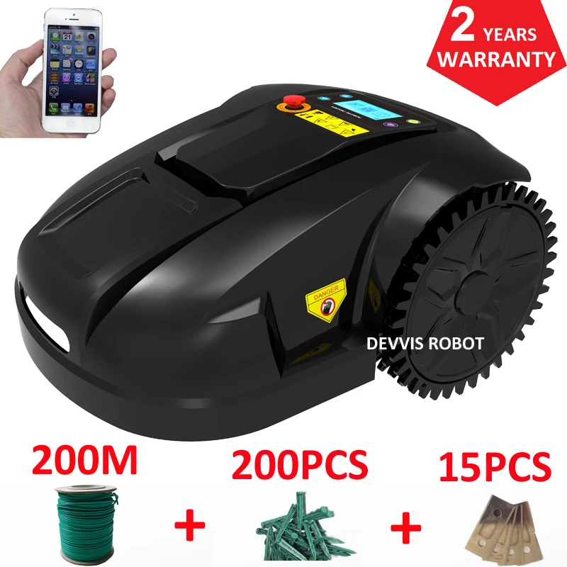 Smartphone APP Contorl Gyroscope Intelligent Grass Cutter Robot With 4.4AH Li-ion Battery+200m wire+200pcs pegs