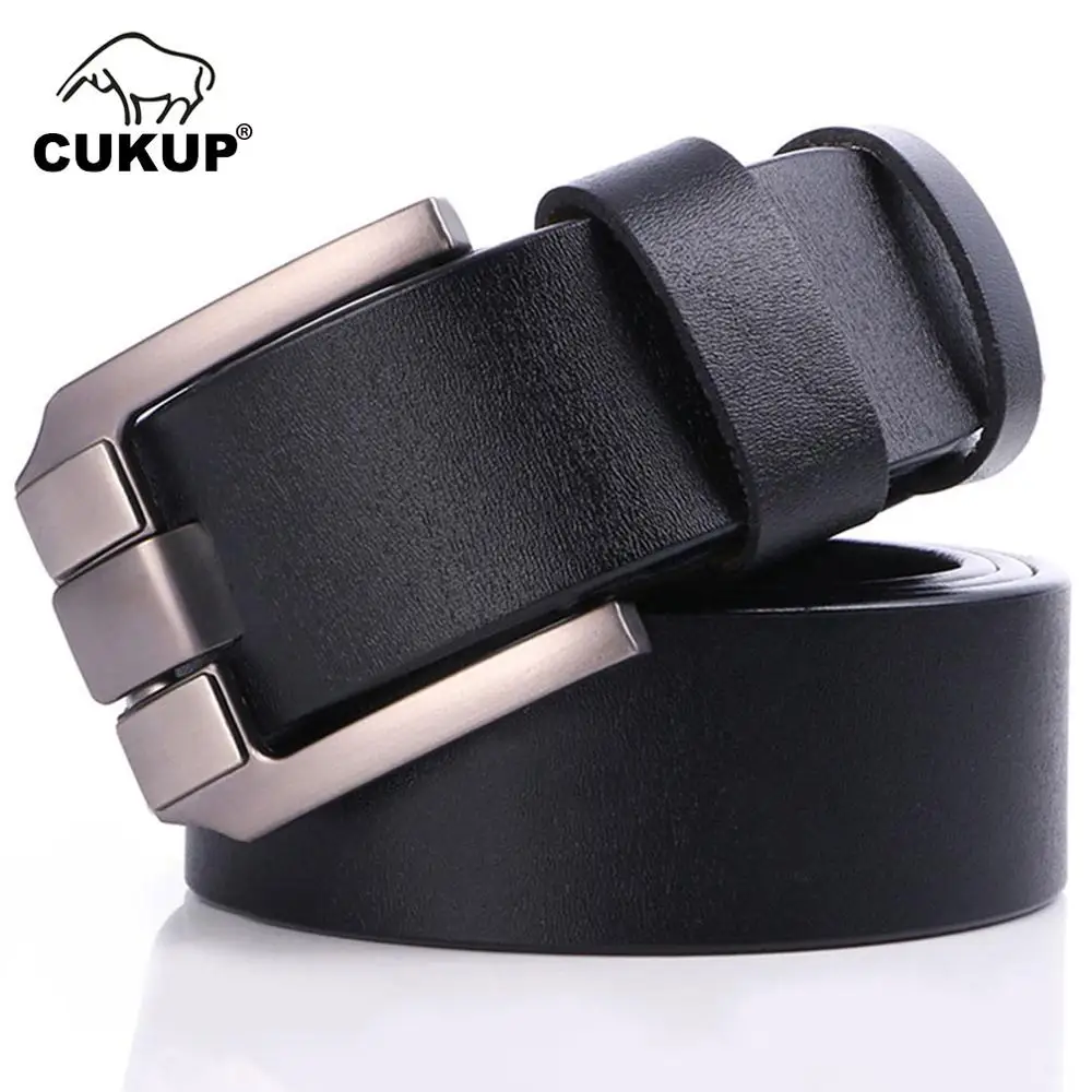 CUKUP New Arrival Men's Quality Leather Belts Brand Design Fashion Belts Simple Design Wide Pin Buckle Free Shipping 2022 NCK112