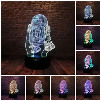 

Star Wars R2D2 Figure Model 3D Nightlight LED Mixed Colors Changing Light R2-D2 Figure Light-up Toys