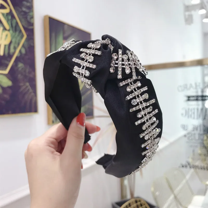

Solid Crystal Knot Headbands For Women Satin Hairbands Korea Hair Accessories Hair Bands For Women Bows Head Wrap