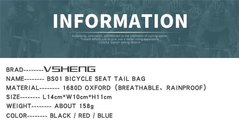 VSHENG велосипедная сумка, сумка для велосипеда MTB, велосипедная сумка, велосипедное седло, заднее сиденье, сумка для хранения, Аксессуары для велосипеда, велосипедная сумка