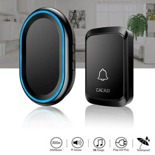 

300M Remote Waterproof LED Wireless Doorbell 58 Songs Chime Door Bell EU US UK