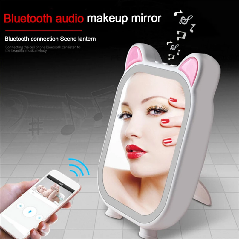 

Cosmetic 3 Modes LED Makeup Mirrors Locking Bright Diffused Light Cosmetic Mirrors Makeup Tool with Music Bluetooth Speaker