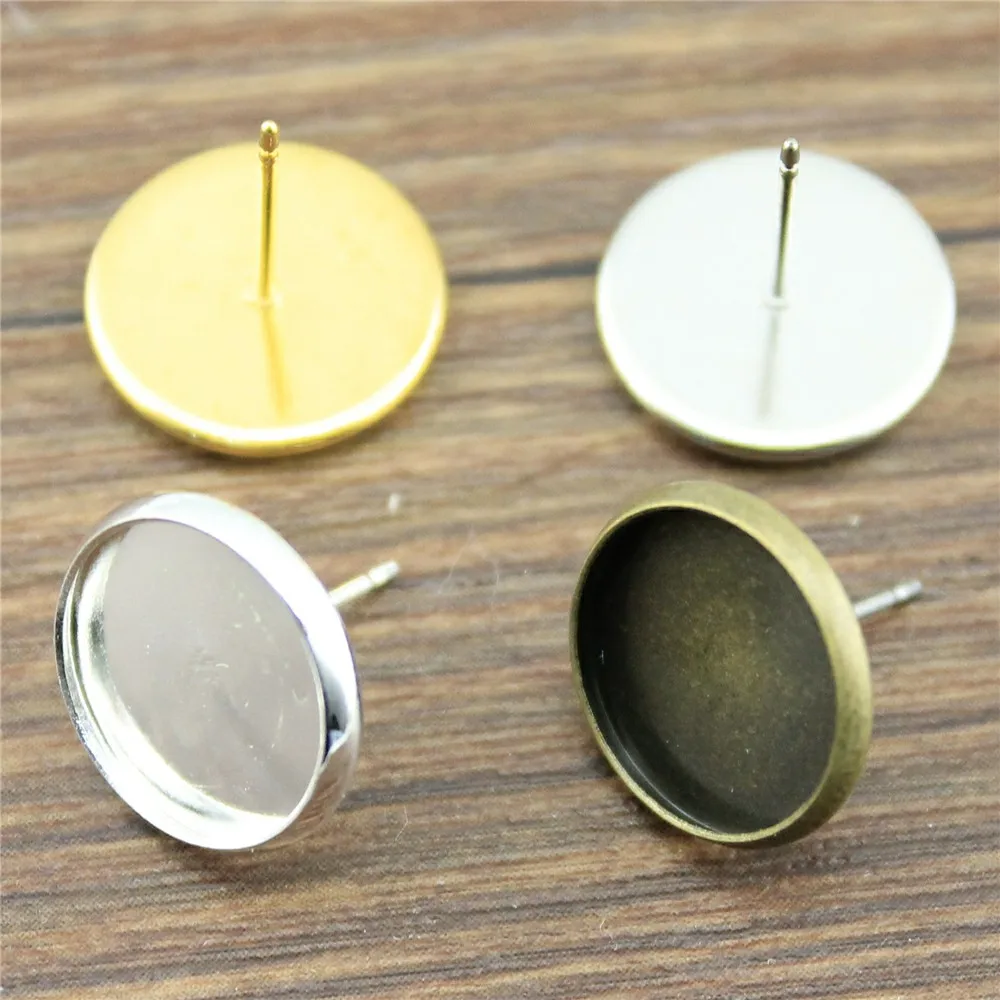 

20pcs Earring Stud Base, Stud Earring Setting Base, Earring Base Settings Fit 8~14mm Glass Cabochons
