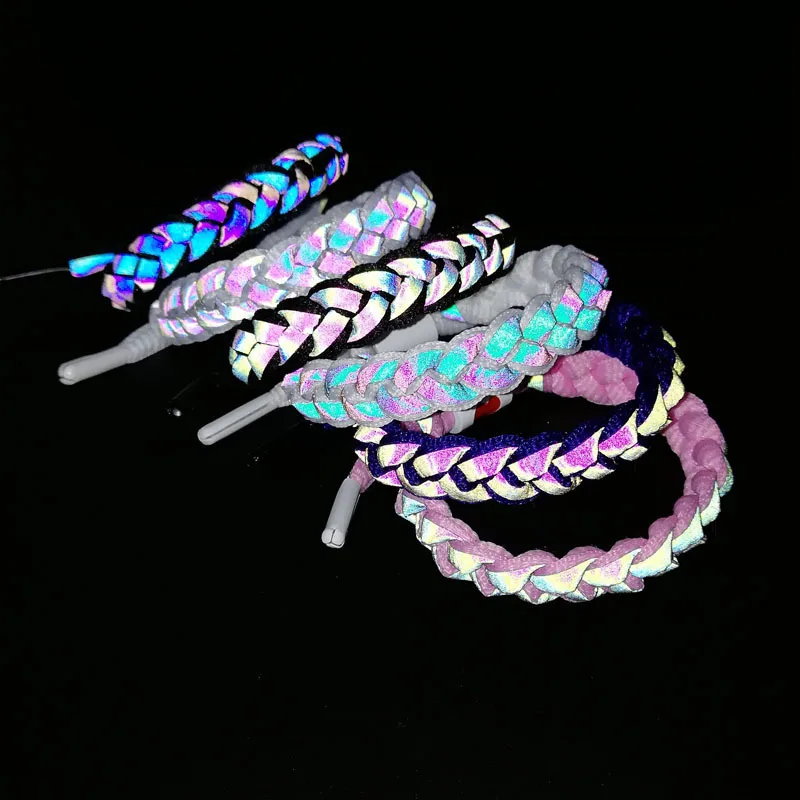 Пара браслет возлюбленной голографической отражающей градиентной шнурок браслеты для мужчин и женщин Плетеный шнурок